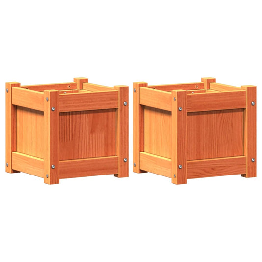 vidaXL Garden Planters 2 pcs Wax Brown Solid Wood Pine