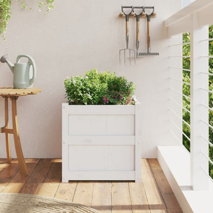 vidaXL Garden Planter White 50x50x50 cm Solid Wood Pine