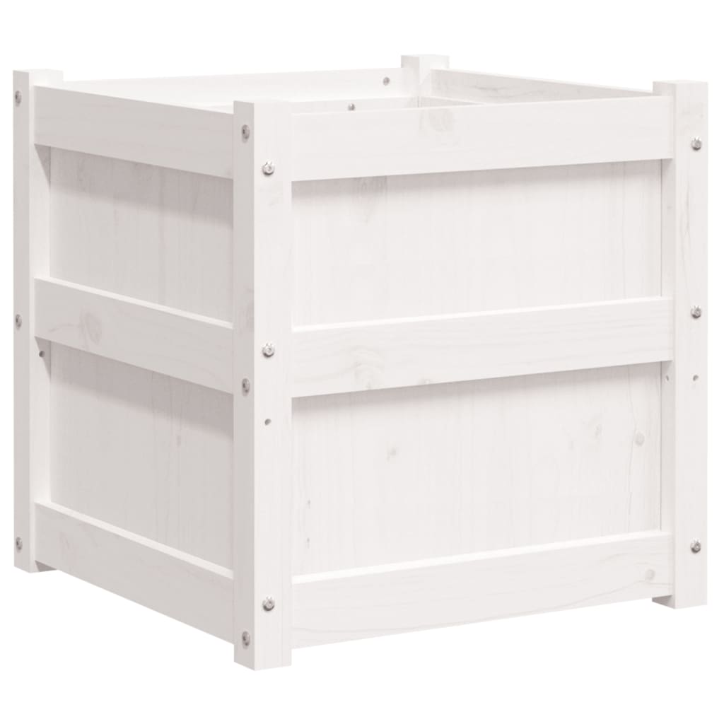 vidaXL Garden Planter White 50x50x50 cm Solid Wood Pine