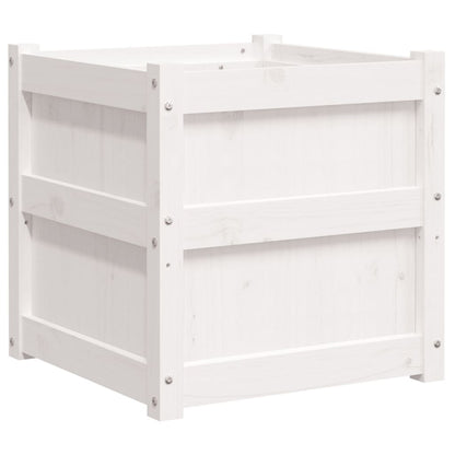 vidaXL Garden Planter White 50x50x50 cm Solid Wood Pine