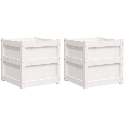 vidaXL Garden Planters 2 pcs White Solid Wood Pine