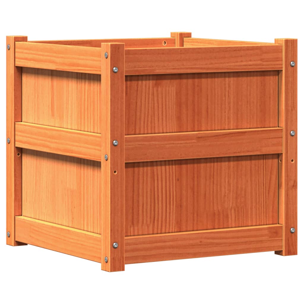 vidaXL Garden Planter Wax Brown 50x50x50 cm Solid Wood Pine