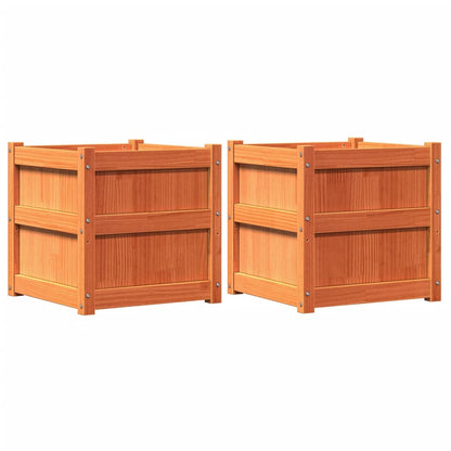 vidaXL Garden Planters 2 pcs Wax Brown Solid Wood Pine