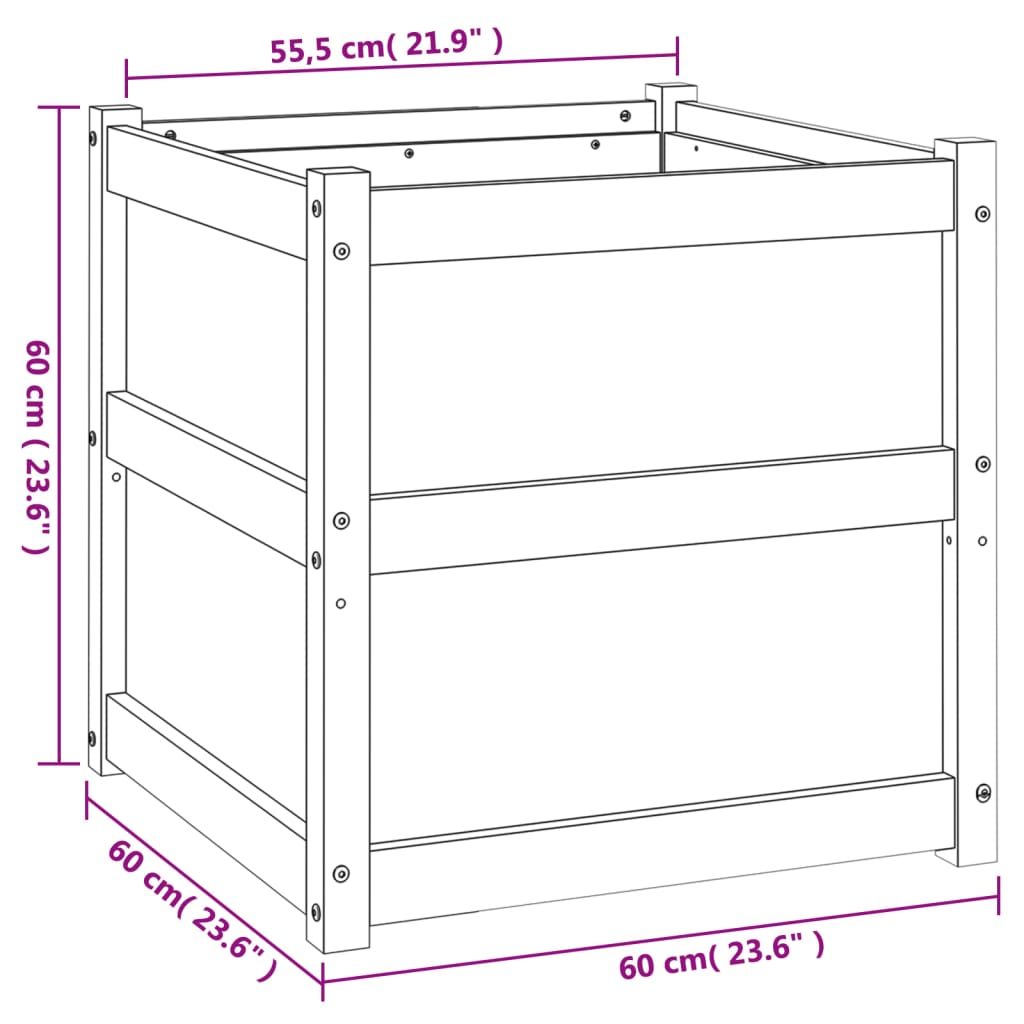 vidaXL Garden Planter 60x60x60 cm Solid Wood Douglas