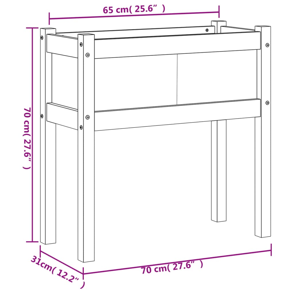vidaXL Garden Planter with Legs White 70x31x70 cm Solid Wood Pine