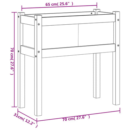 vidaXL Garden Planter with Legs White 70x31x70 cm Solid Wood Pine