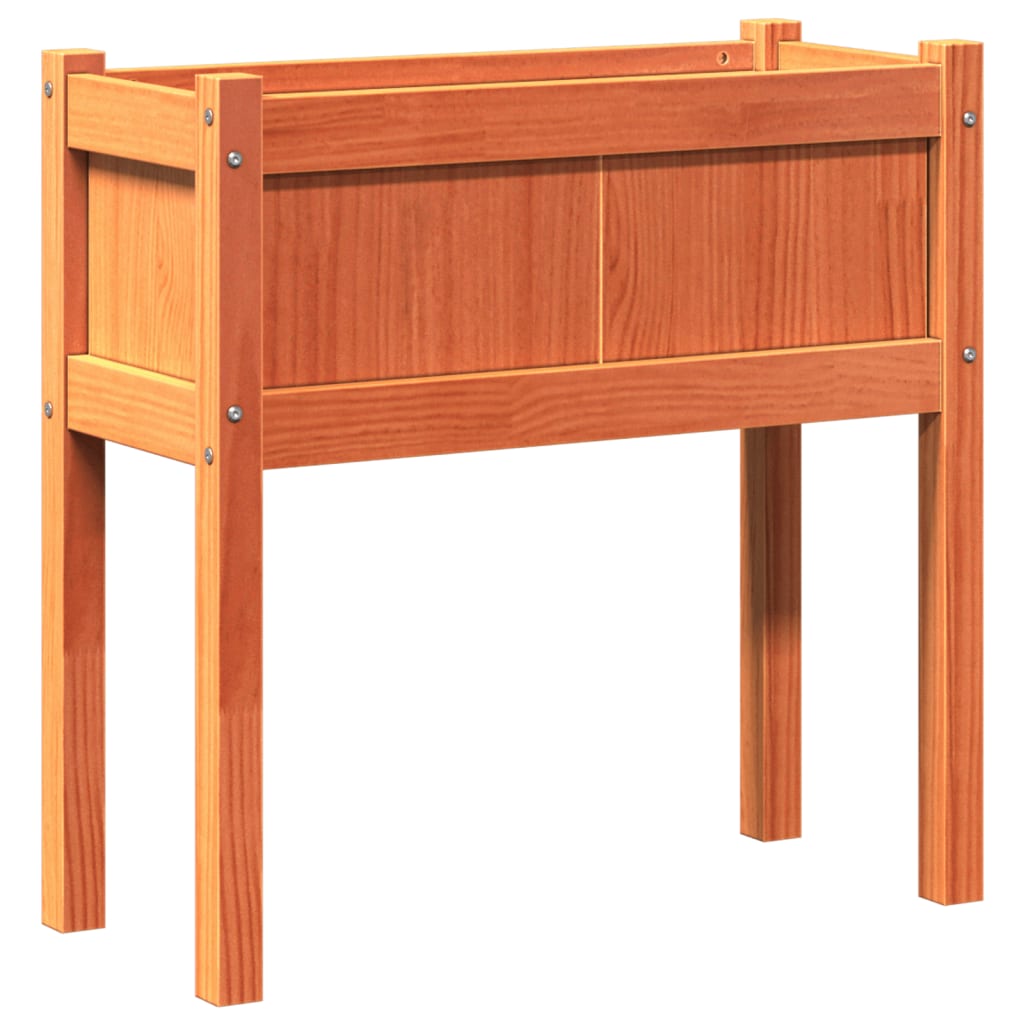 vidaXL Garden Planter with Legs Wax Brown 70x31x70 cm Solid Wood Pine