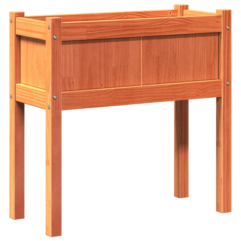 vidaXL Garden Planter with Legs Wax Brown 70x31x70 cm Solid Wood Pine