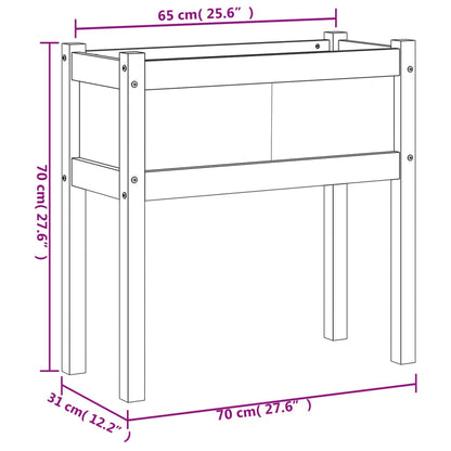 vidaXL Garden Planter with Legs Wax Brown 70x31x70 cm Solid Wood Pine