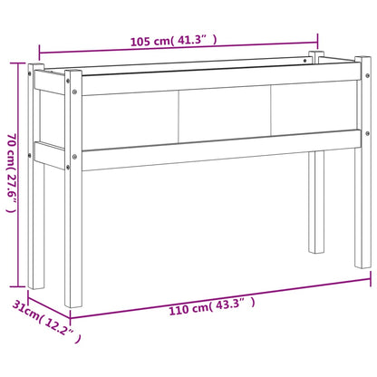 vidaXL Garden Planter with Legs 110x31x70 cm Solid Wood Pine