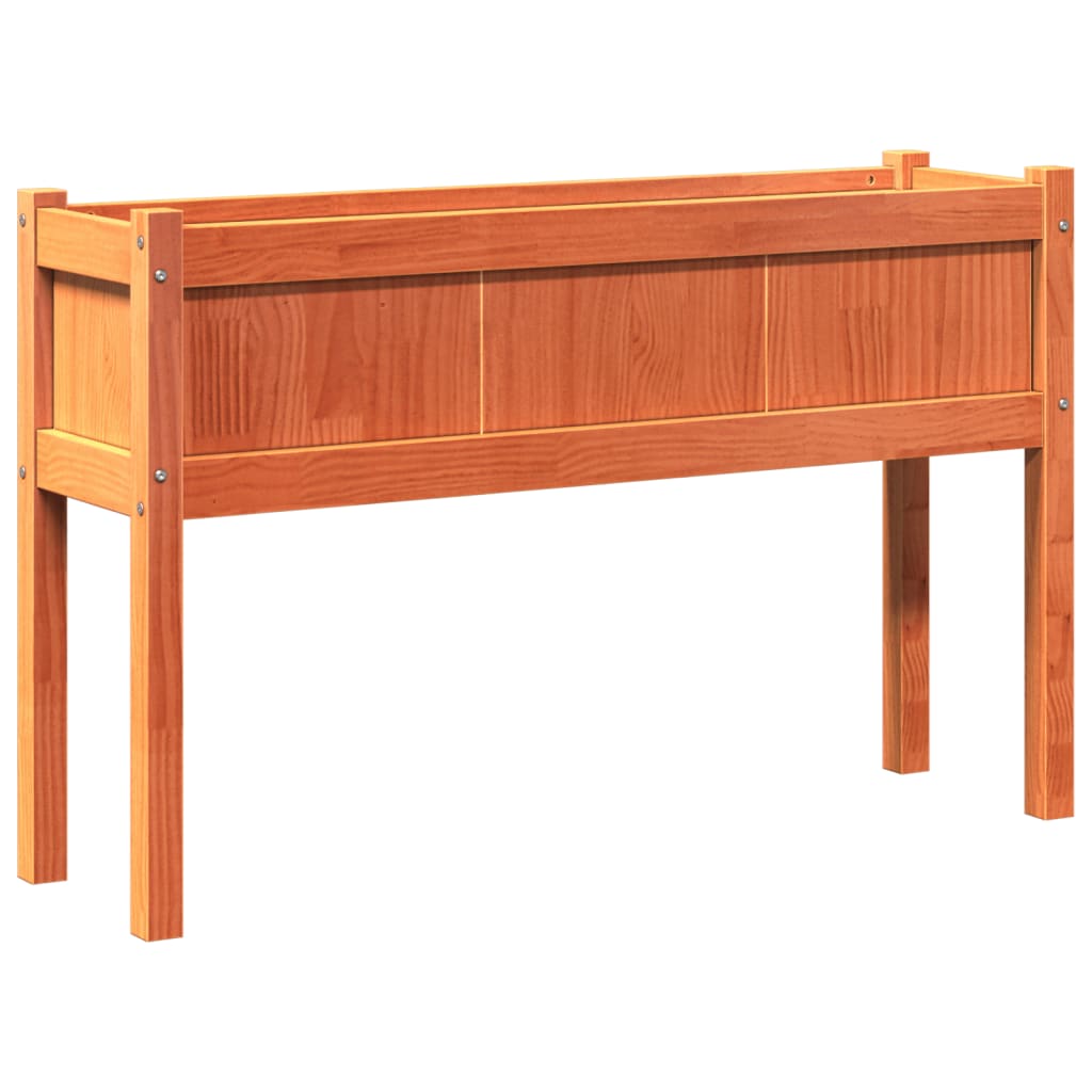vidaXL Garden Planter with Legs Wax Brown 110x31x70 cm Solid Wood Pine