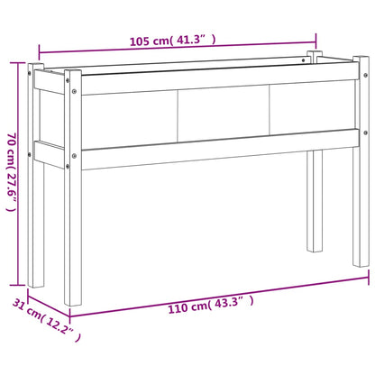 vidaXL Garden Planter with Legs Wax Brown 110x31x70 cm Solid Wood Pine