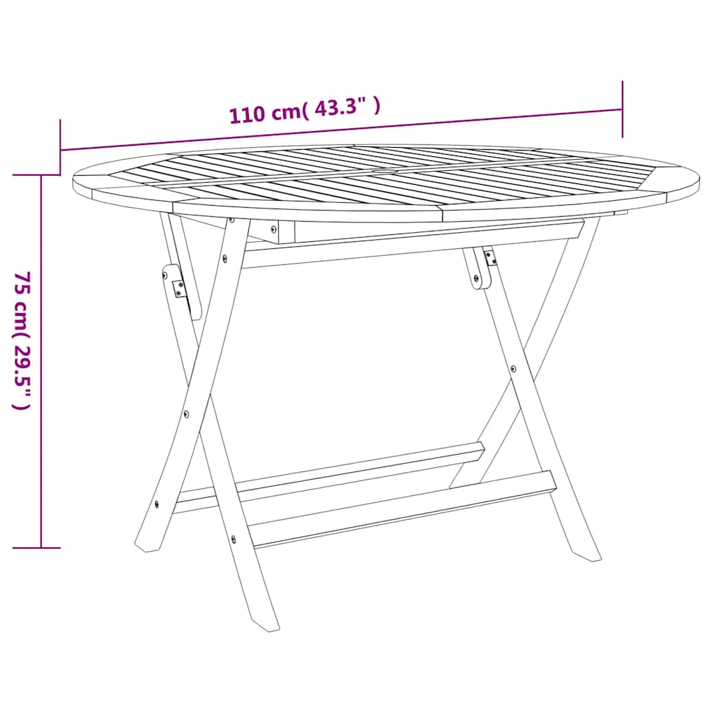 vidaXL Garden Dining Set | Brown | Solid Acacia Wood | Medium | Foldable