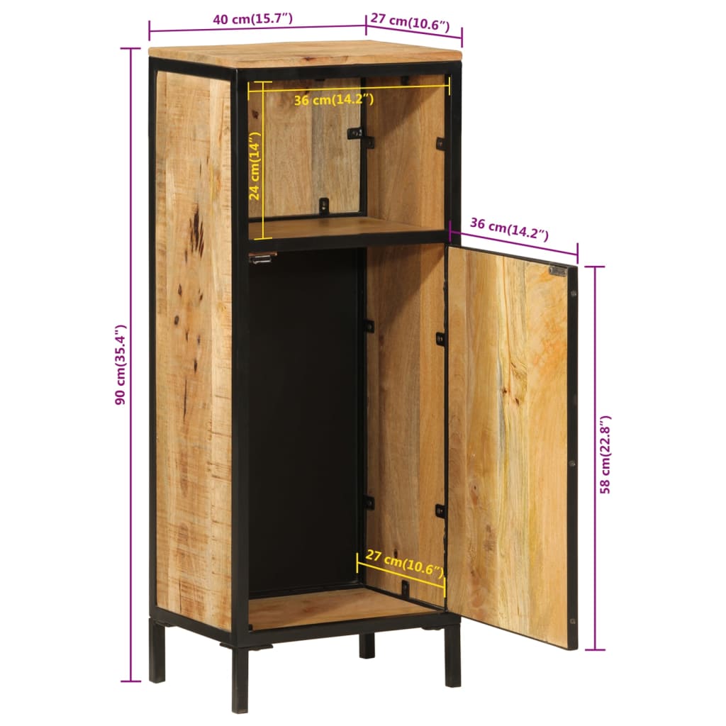 vidaXL Bathroom Cabinet 40x27x90 cm Solid Wood Mango and Iron