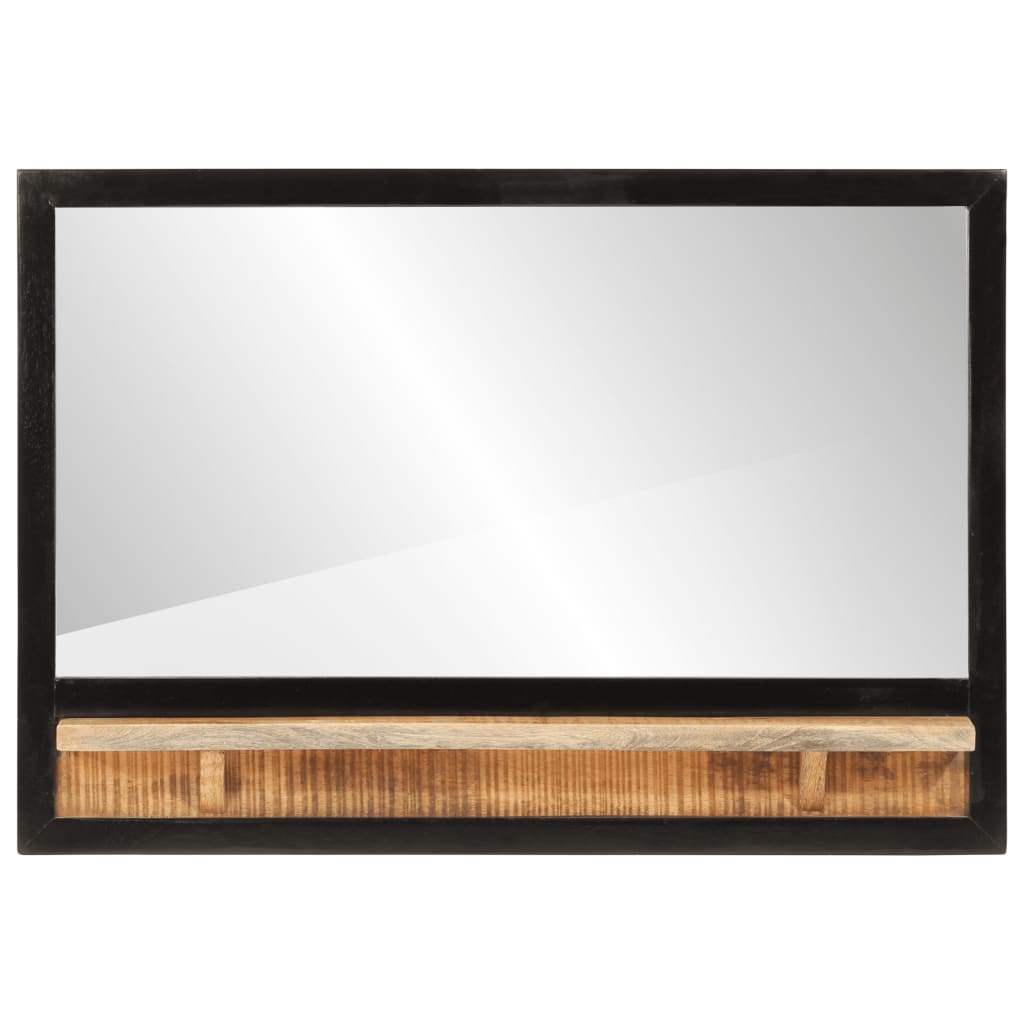 vidaXL Mirror with Shelf 80x8x55 cm Glass and Solid Wood Mango