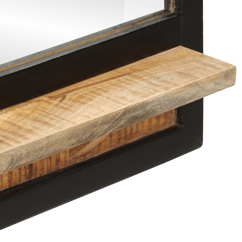 vidaXL Mirror with Shelf 80x8x55 cm Glass and Solid Wood Mango