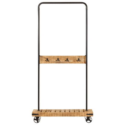 vidaXL Clothes Rack with Wheels 90x35x190 cm Solid Wood Mango and Iron