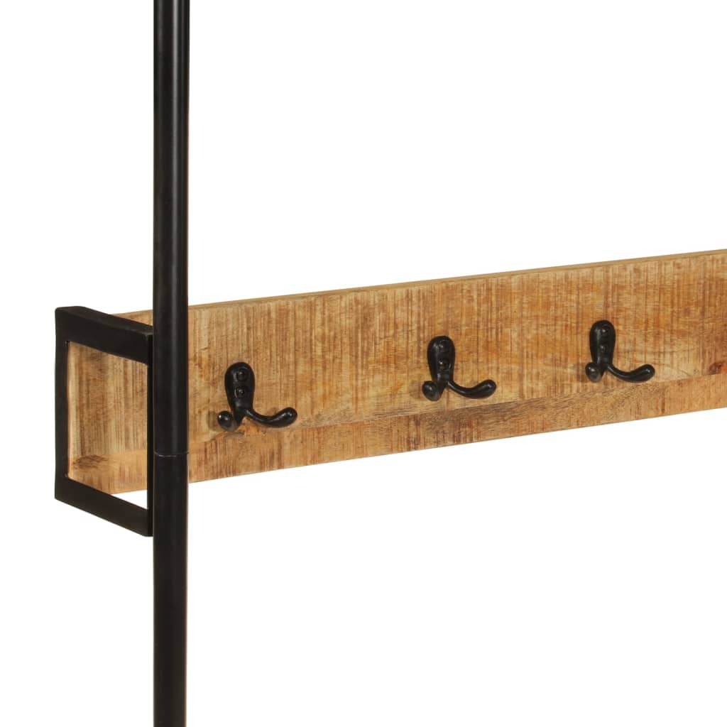 vidaXL Clothes Rack with Wheels 90x35x190 cm Solid Wood Mango and Iron