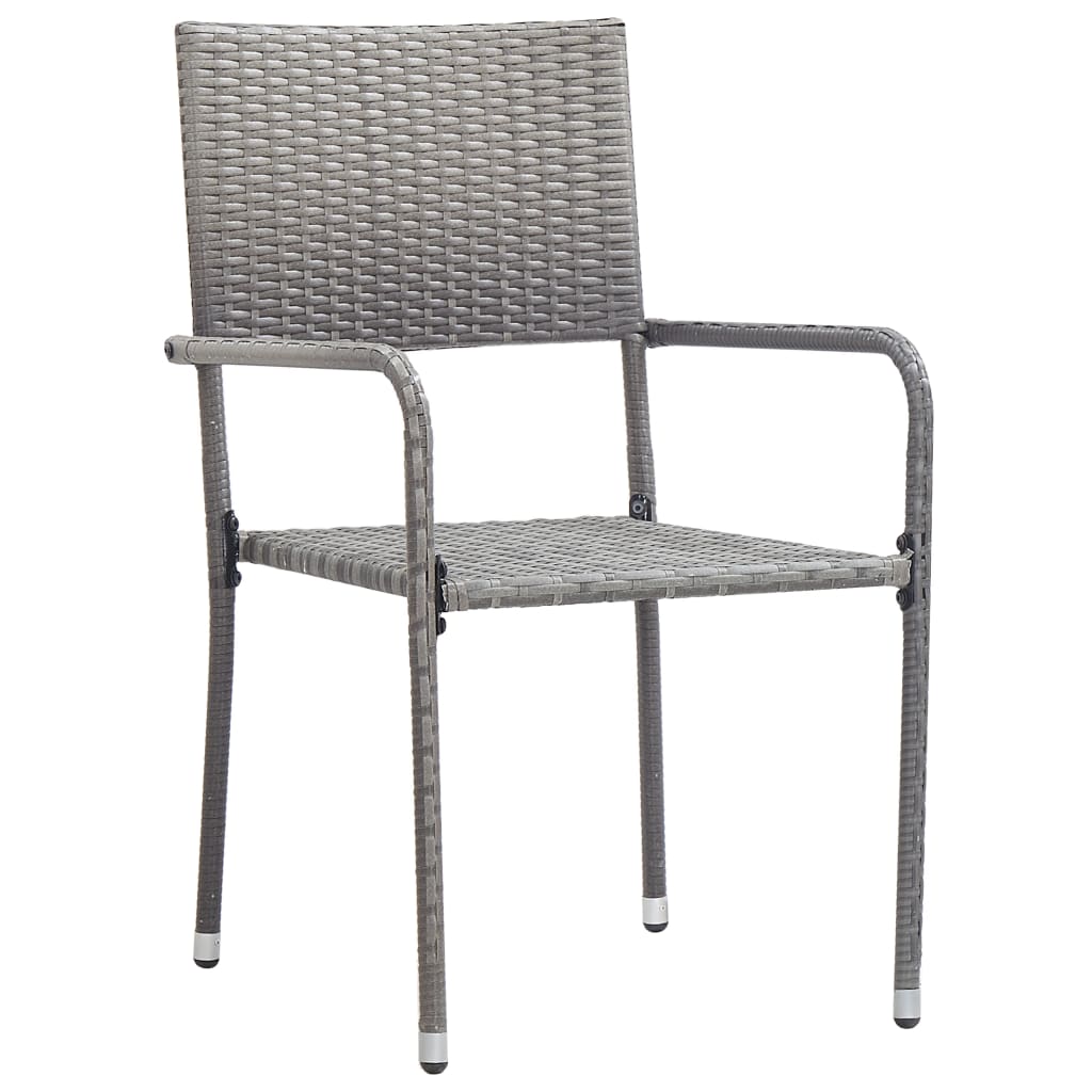 vidaXL 3 Piece Garden Dining Set Grey and Black Poly Rattan and Steel
