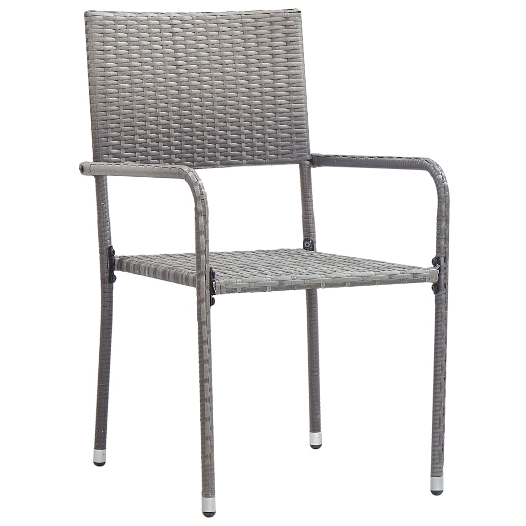 vidaXL 3 Piece Garden Dining Set Grey and Black Poly Rattan and Steel