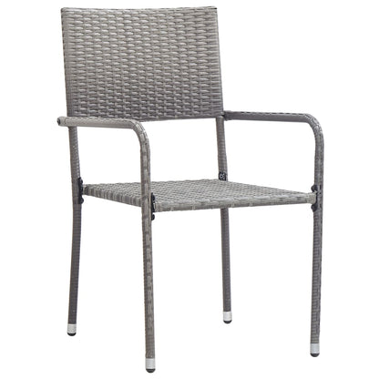 vidaXL 3 Piece Garden Dining Set Grey and Black Poly Rattan and Steel