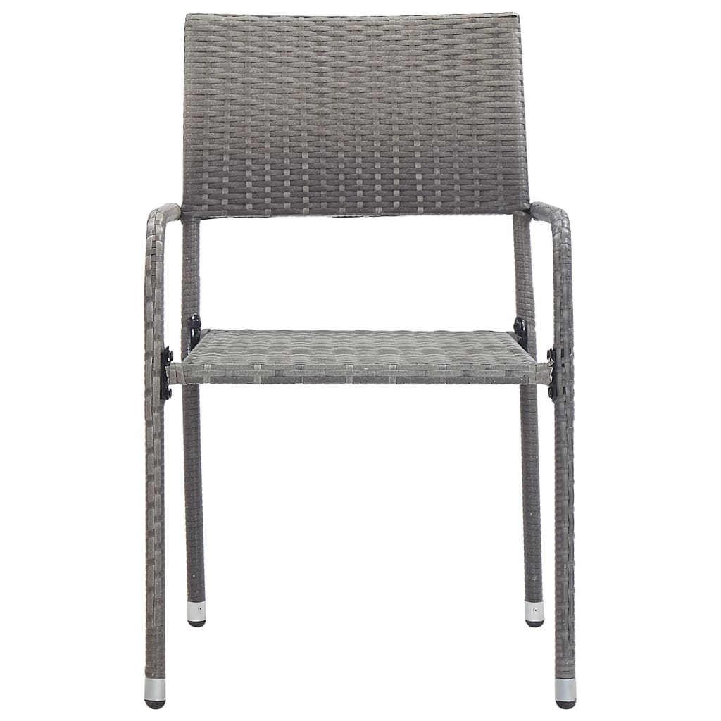 vidaXL 3 Piece Garden Dining Set Grey and Black Poly Rattan and Steel