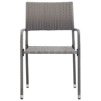 vidaXL 3 Piece Garden Dining Set Grey and Black Poly Rattan and Steel