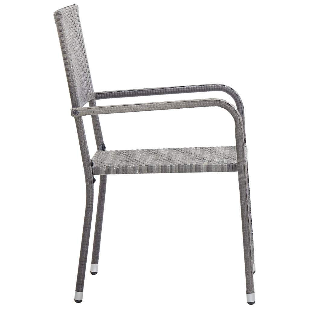 vidaXL 3 Piece Garden Dining Set Grey and Black Poly Rattan and Steel
