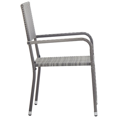 vidaXL 3 Piece Garden Dining Set Grey and Black Poly Rattan and Steel