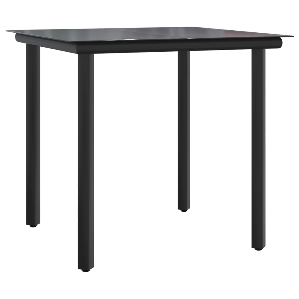 vidaXL 3 Piece Garden Dining Set Grey and Black Poly Rattan and Steel