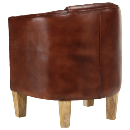 vidaXL Tub Chair Brown Real Leather