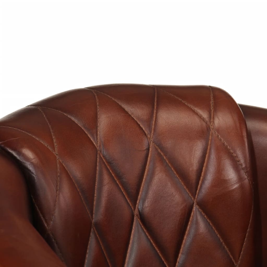 vidaXL Tub Chair Brown Real Leather