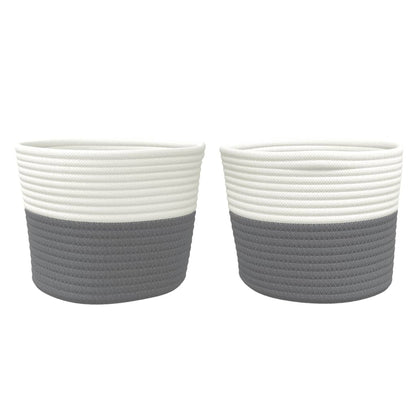 vidaXL Storage Baskets 2 pcs Grey and White Ø24x18 cm Cotton