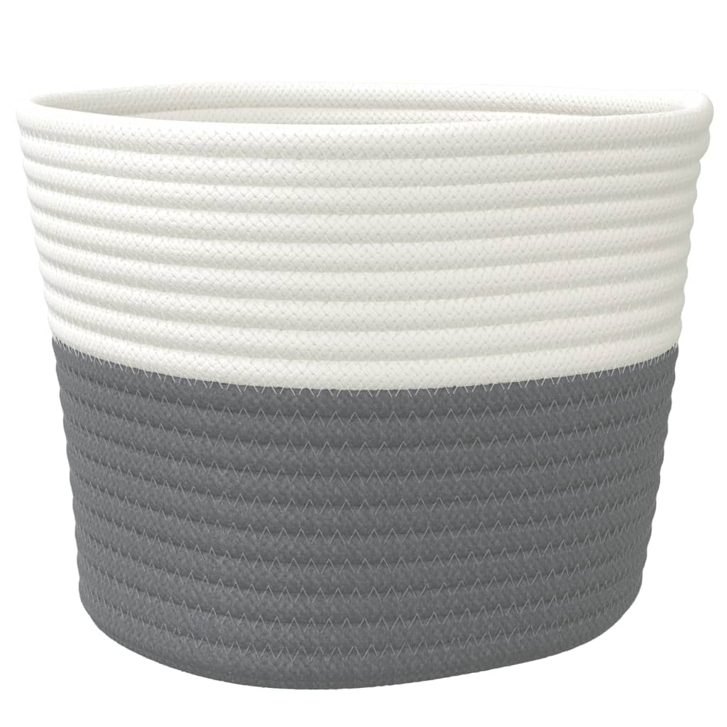 vidaXL Storage Baskets 2 pcs Grey and White Ø24x18 cm Cotton