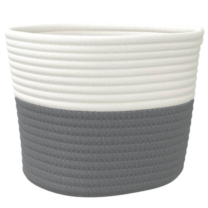 vidaXL Storage Baskets 2 pcs Grey and White Ø24x18 cm Cotton