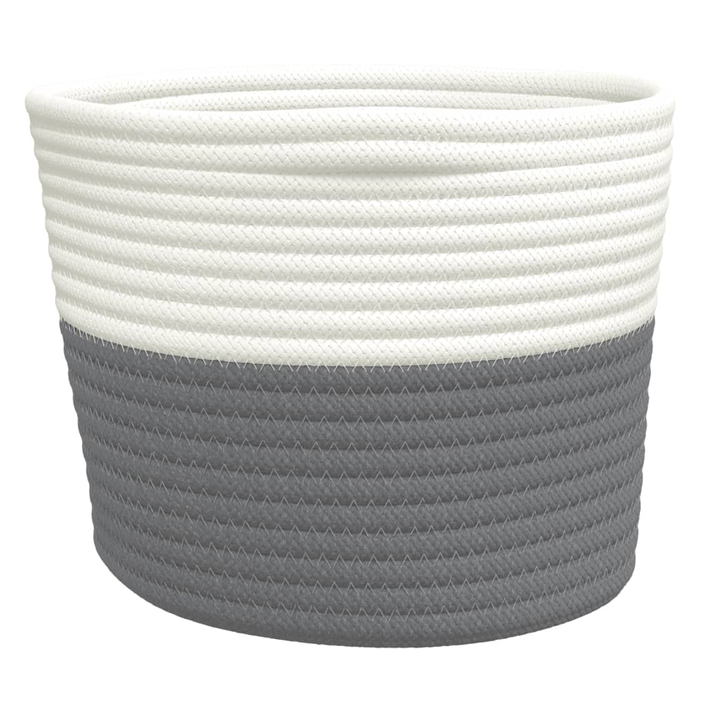 vidaXL Storage Baskets 2 pcs Grey and White Ø24x18 cm Cotton