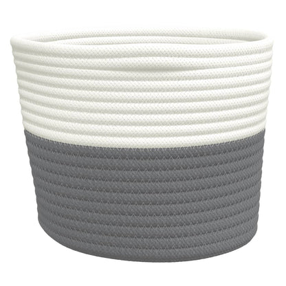 vidaXL Storage Baskets 2 pcs Grey and White Ø24x18 cm Cotton