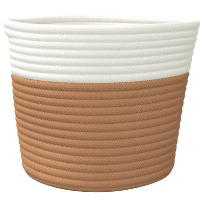 vidaXL Storage Baskets 2 pcs Brown and White Ø24x18 cm Cotton