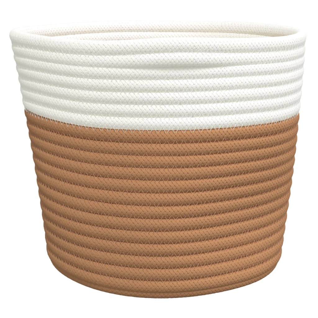 vidaXL Storage Baskets 2 pcs Brown and White Ø24x18 cm Cotton