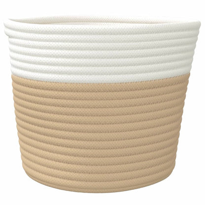 vidaXL Storage Baskets 2 pcs Beige and White Ø24x18 cm Cotton