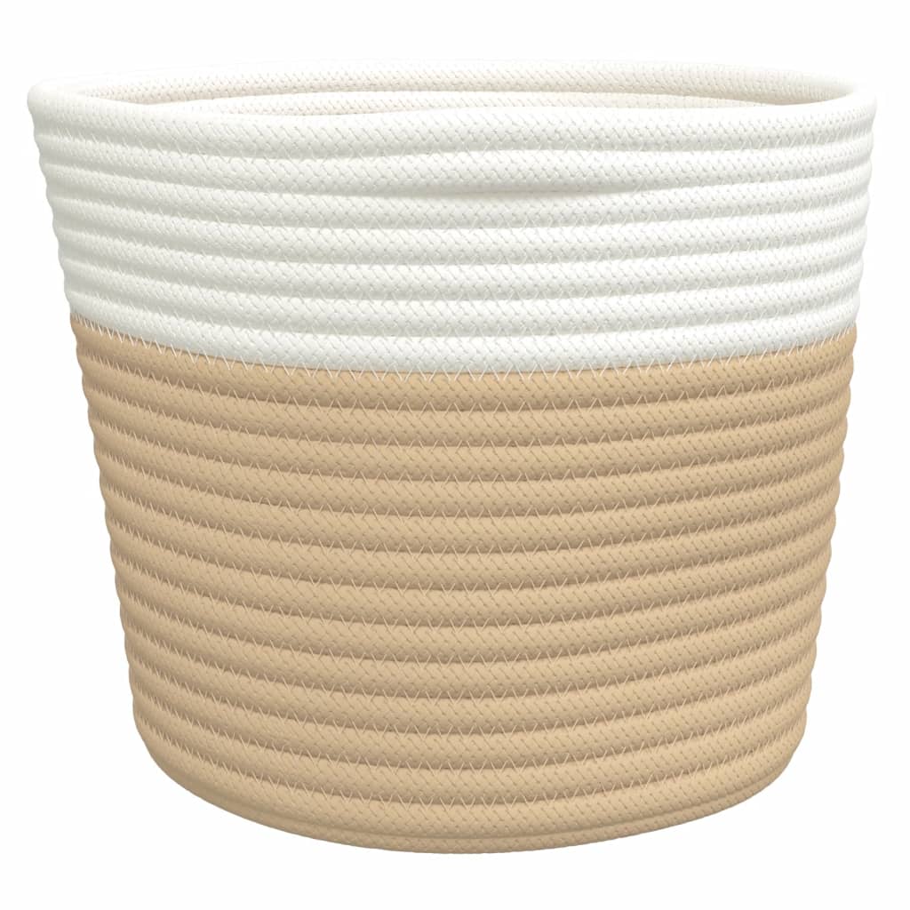 vidaXL Storage Baskets 2 pcs Beige and White Ø24x18 cm Cotton