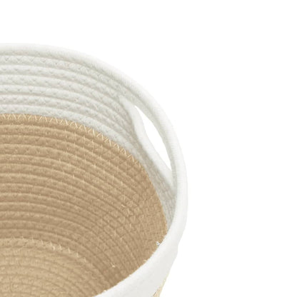 vidaXL Storage Baskets 2 pcs Beige and White Ø24x18 cm Cotton