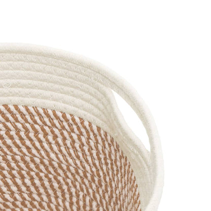 vidaXL Storage Baskets 2 pcs Brown and White Ø24x18 cm Cotton