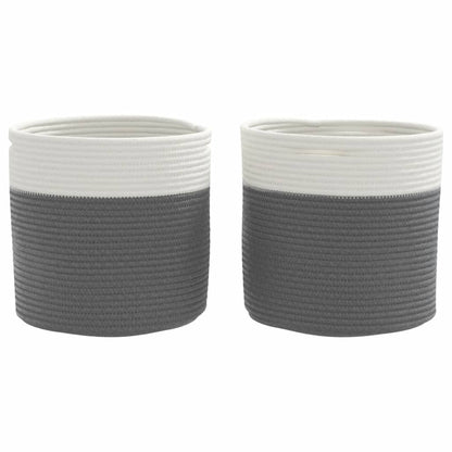 vidaXL Storage Baskets 2 pcs Grey and White Ø28x28 cm Cotton