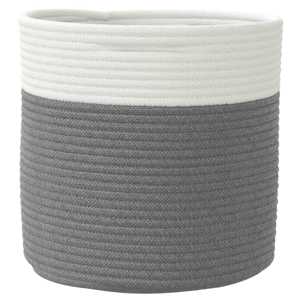vidaXL Storage Baskets 2 pcs Grey and White Ø28x28 cm Cotton