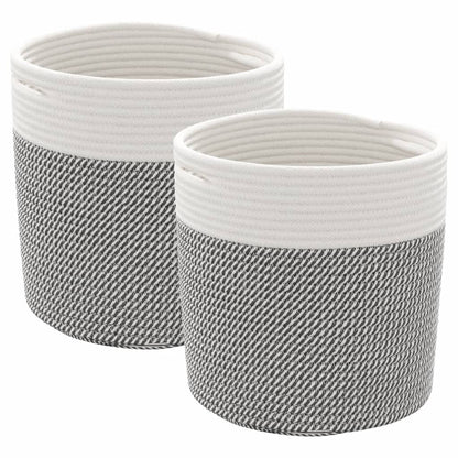 vidaXL Storage Baskets 2 pcs Grey and White Ø28x28 cm Cotton