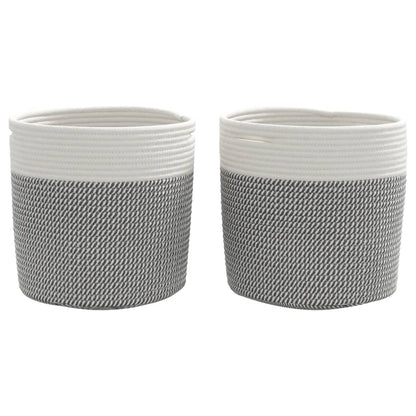 vidaXL Storage Baskets 2 pcs Grey and White Ø28x28 cm Cotton