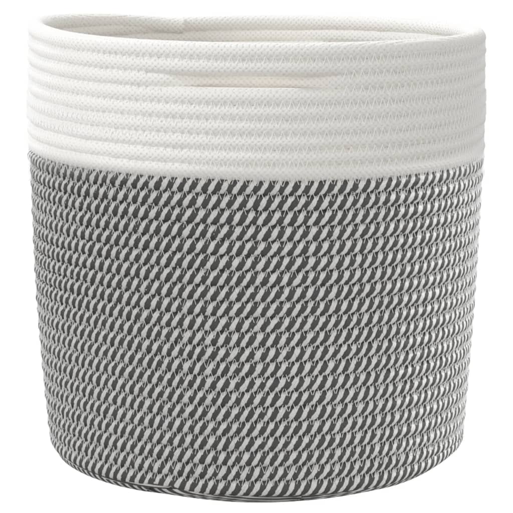 vidaXL Storage Baskets 2 pcs Grey and White Ø28x28 cm Cotton