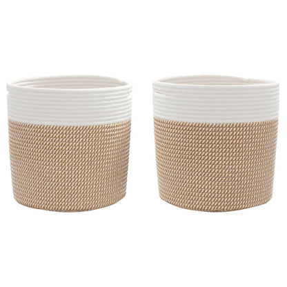 vidaXL Storage Baskets 2 pcs Brown and White Ø28x28 cm Cotton