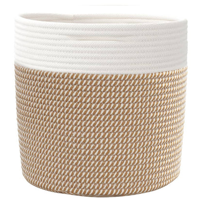 vidaXL Storage Baskets 2 pcs Brown and White Ø28x28 cm Cotton